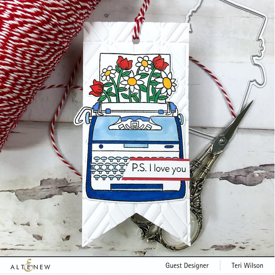 Stamp & Die Bundle Typewriter Flowers