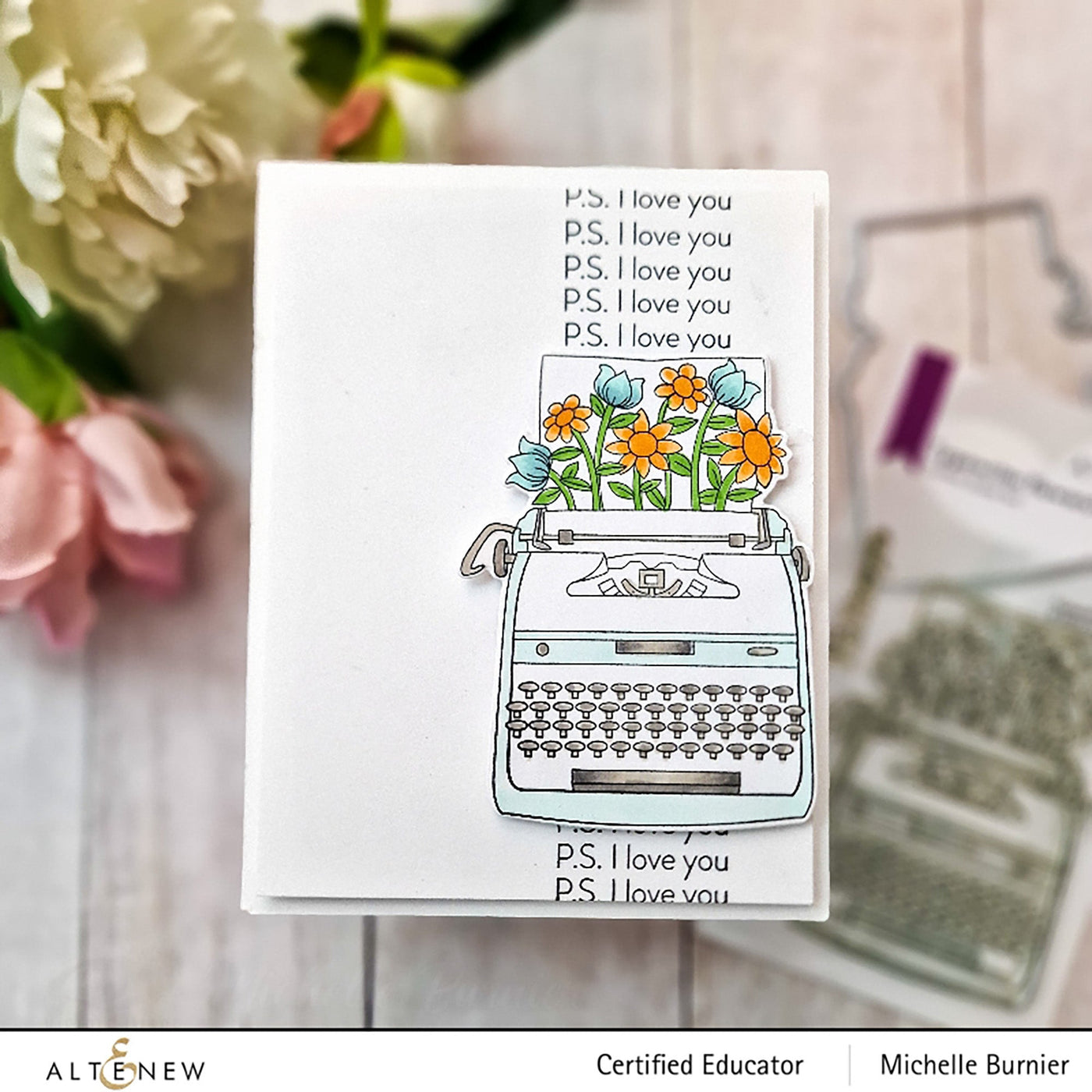Stamp & Die Bundle Typewriter Flowers