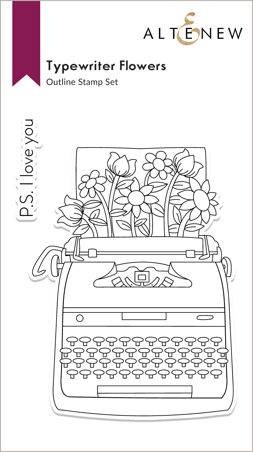 Stamp & Die Bundle Typewriter Flowers