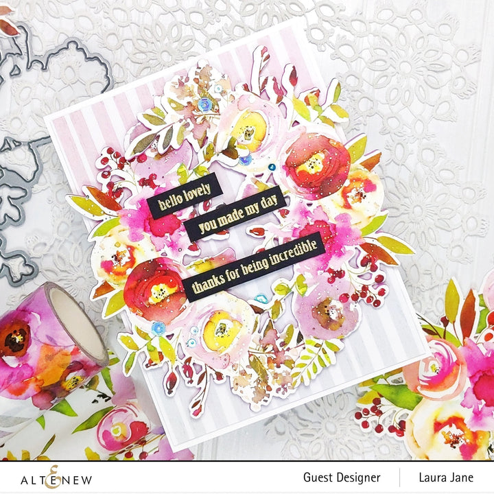 Stamp & Die Bundle Watercolor Halftone Stamp Set & Die Set & Painted Fantasy Washi Tape Bundle