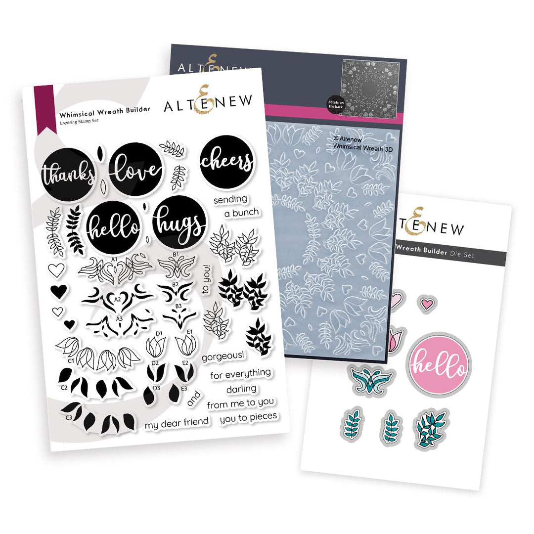 Stamp & Die & Embossing Folder Bundle Whimsical Wreath
