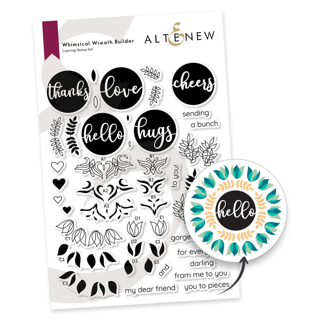 Stamp & Die & Embossing Folder Bundle Whimsical Wreath