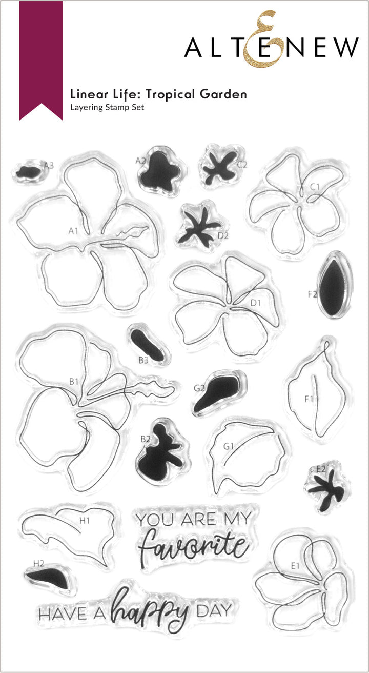 Stamp & Die & Hot Foil Plate Bundle Linear Life: Tropical Garden