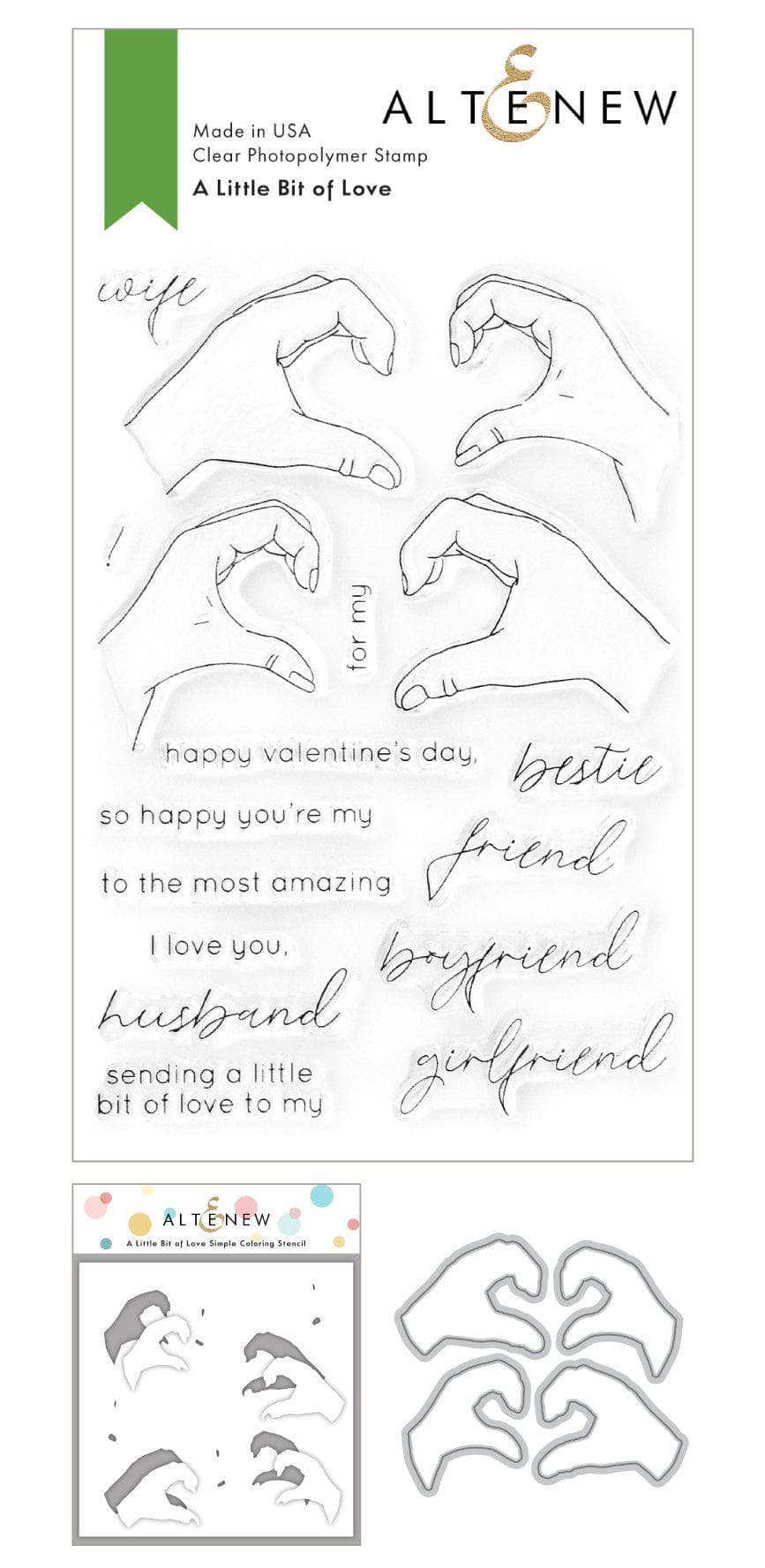 Stamp & Die & Stencil Bundle A Little Bit Of Love