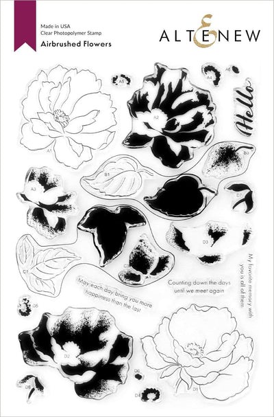 Stamp & Die & Stencil Bundle Airbrushed Flowers