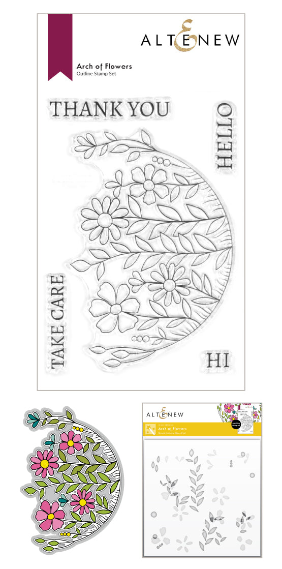 Stamp & Die & Stencil Bundle Arch Of Flowers