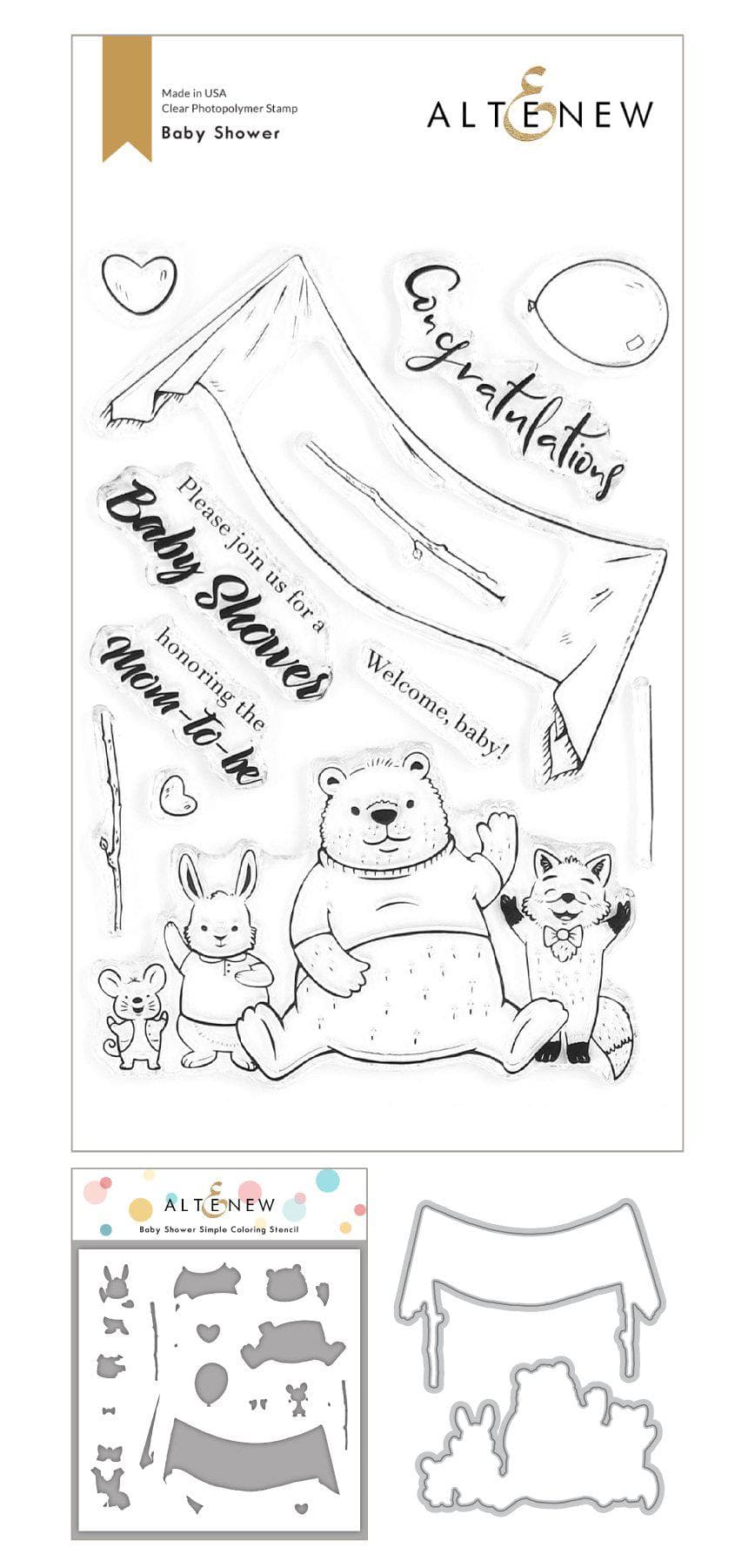 Stamp & Die & Stencil Bundle Baby Shower