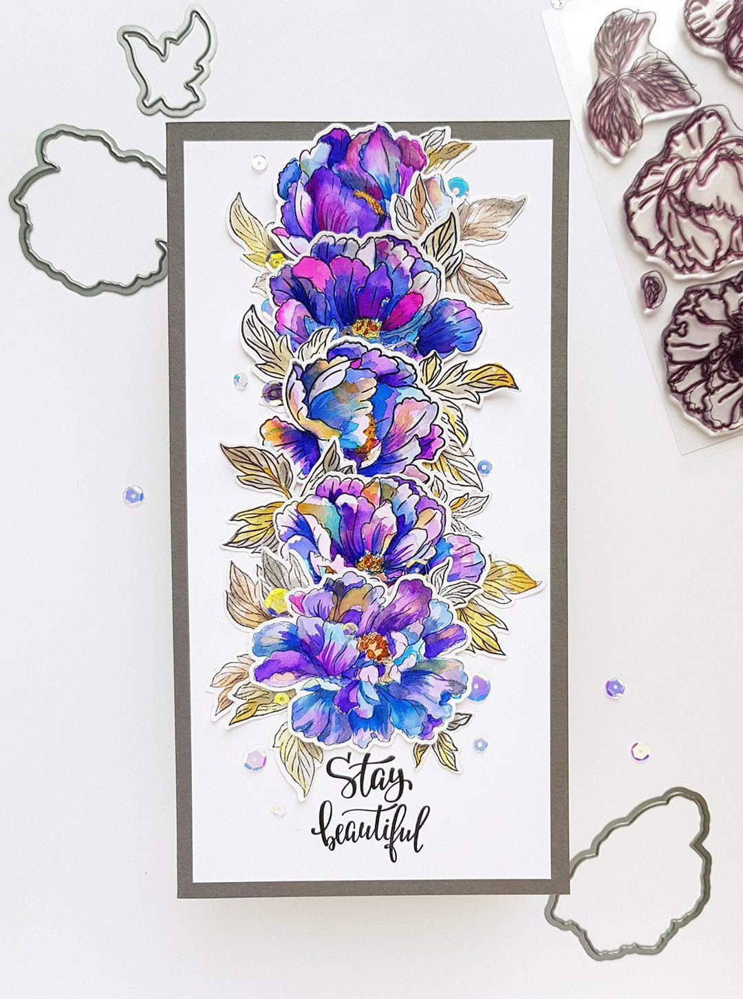 Stamp & Die & Stencil Bundle Beautiful Peony