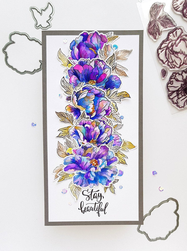 Stamp & Die & Stencil Bundle Beautiful Peony