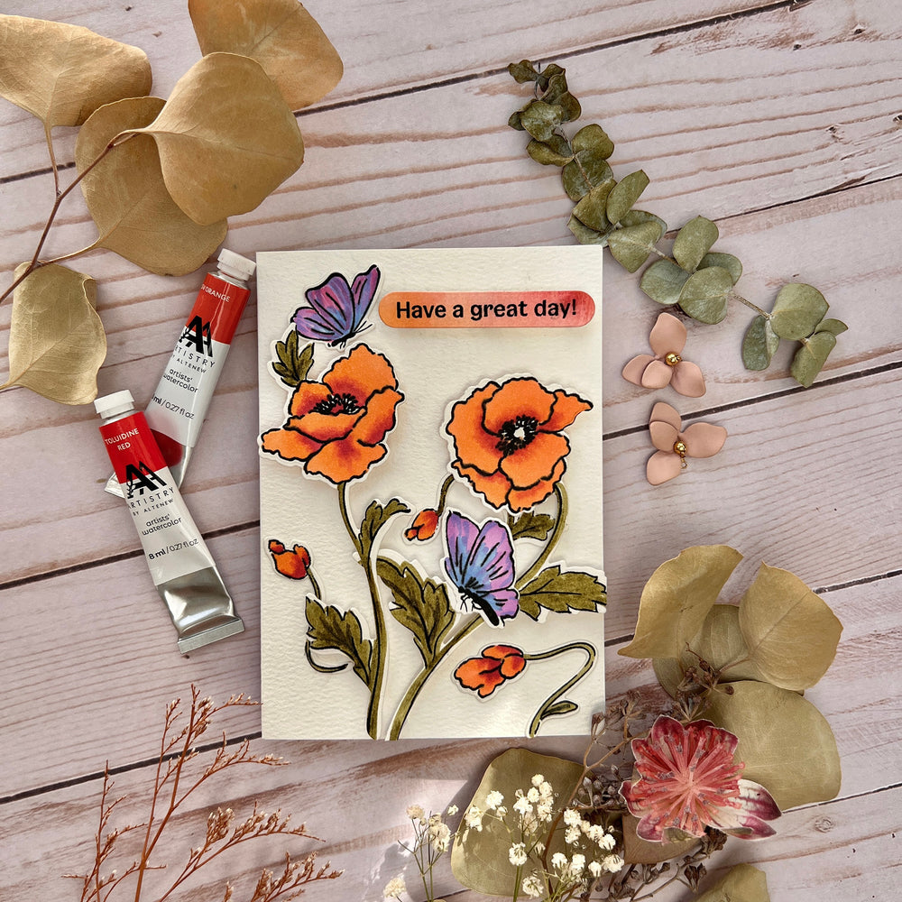 Stamp & Die & Stencil Bundle Bouquet of Poppies