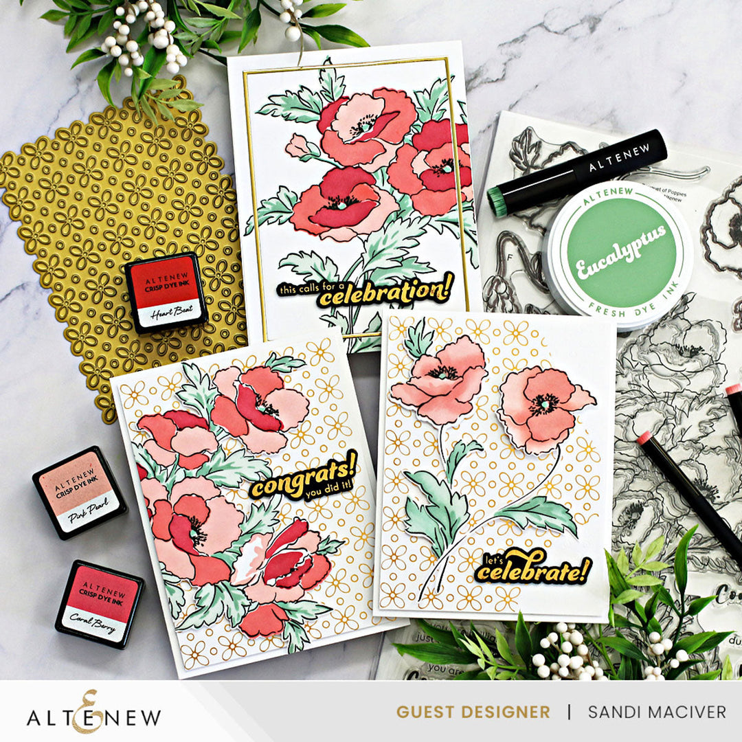 Stamp & Die & Stencil Bundle Bouquet of Poppies