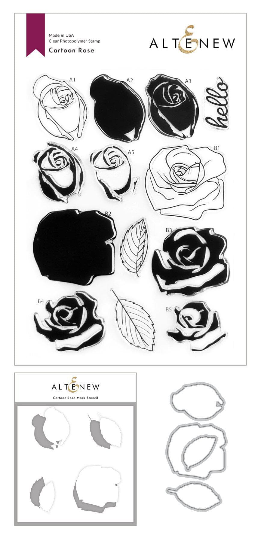 Stamp & Die & Stencil Bundle Cartoon Rose