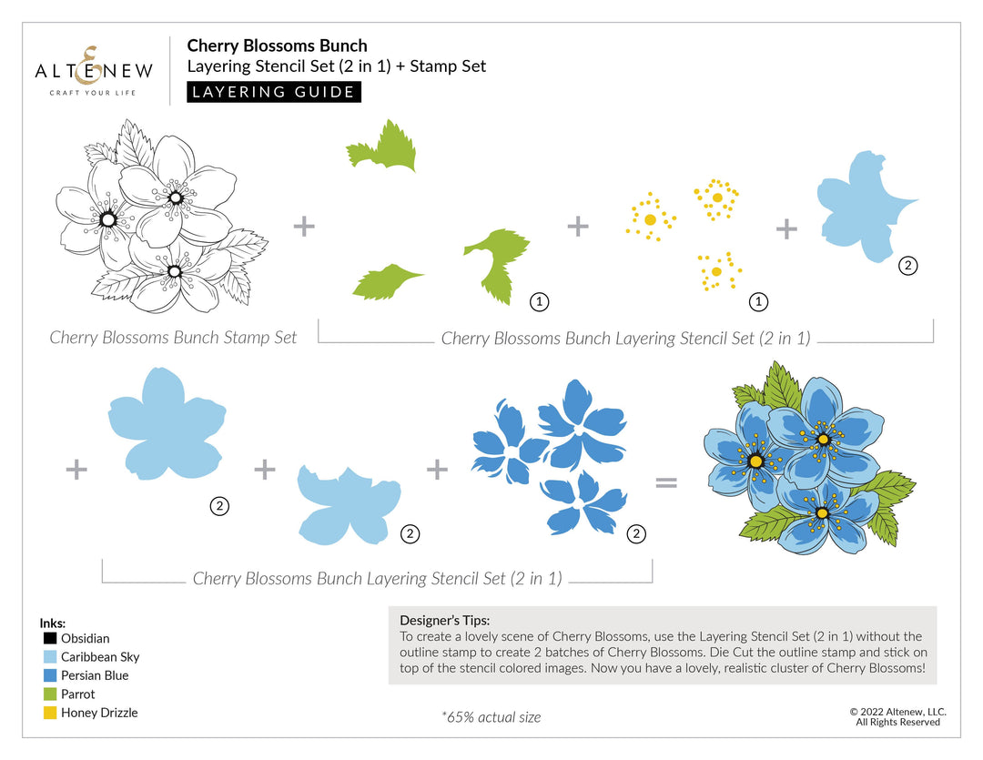 Stamp & Die & Stencil Bundle Cherry Blossoms Bunch