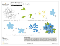 Stamp & Die & Stencil Bundle Cherry Blossoms Bunch