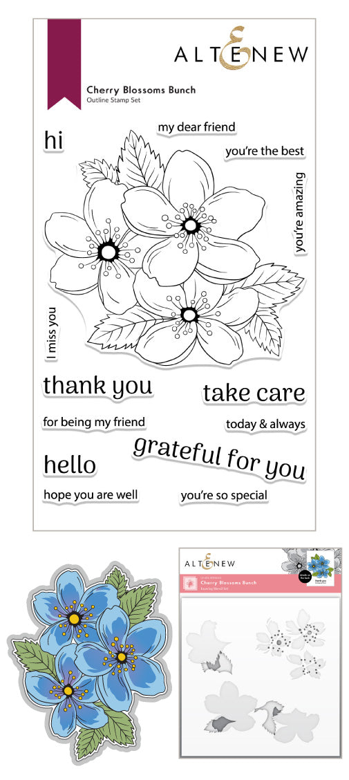Stamp & Die & Stencil Bundle Cherry Blossoms Bunch