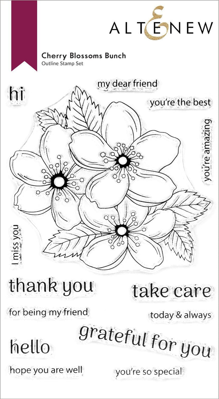 Stamp & Die & Stencil Bundle Cherry Blossoms Bunch