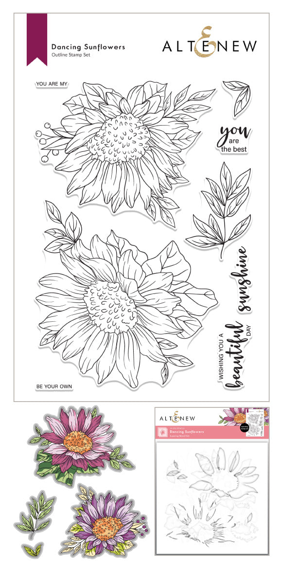 Stamp & Die & Stencil Bundle Dancing Sunflowers