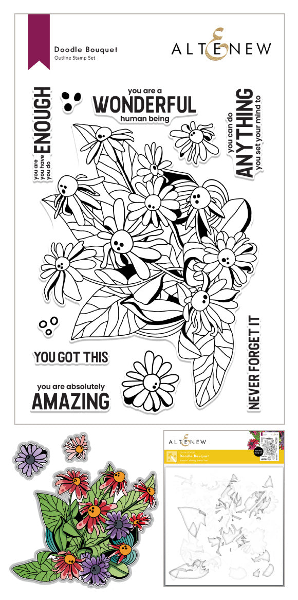 Stamp & Die & Stencil Bundle Doodle Bouquet