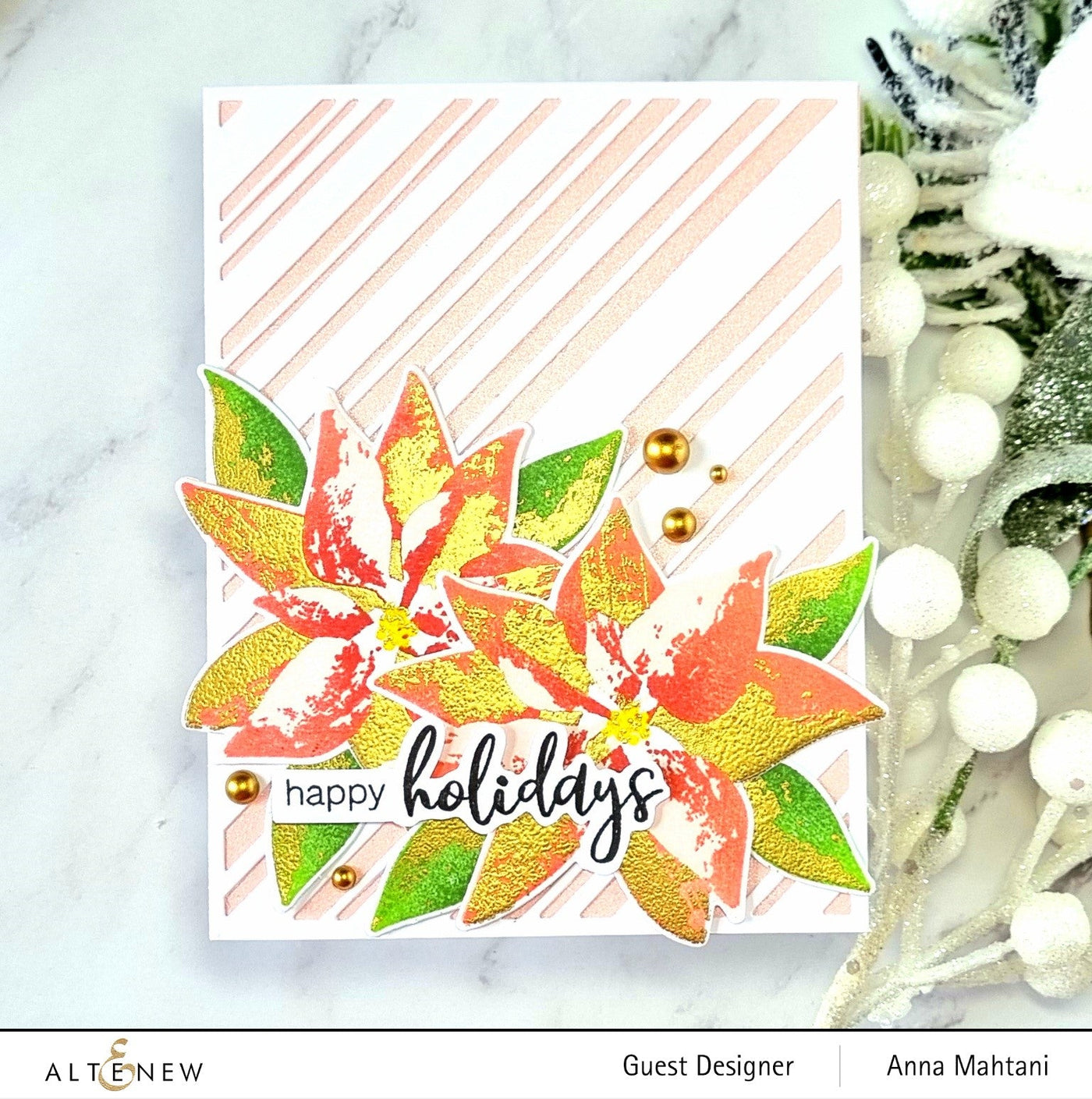 Stamp & Die & Stencil Bundle Dry Brush Poinsettia