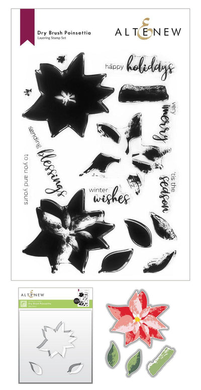 Stamp & Die & Stencil Bundle Dry Brush Poinsettia