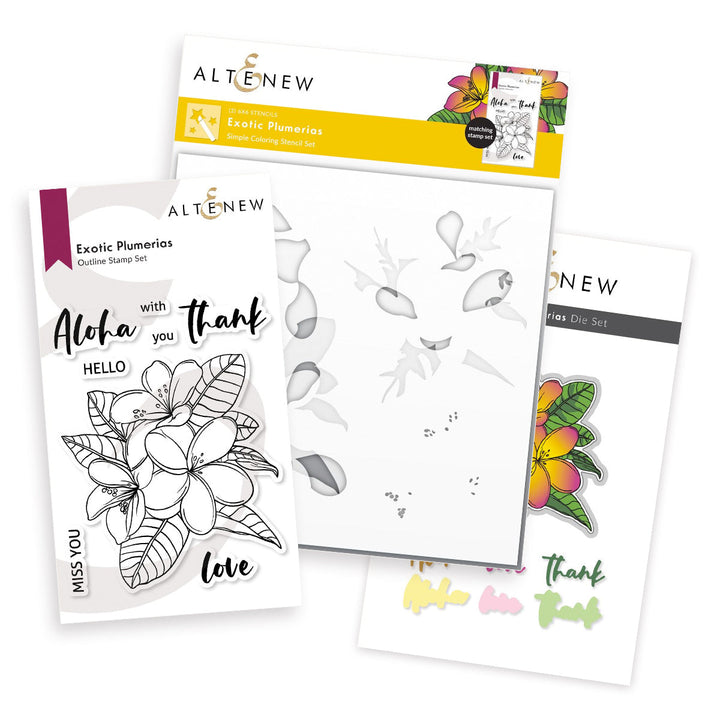 Stamp & Die & Stencil Bundle Exotic Plumerias