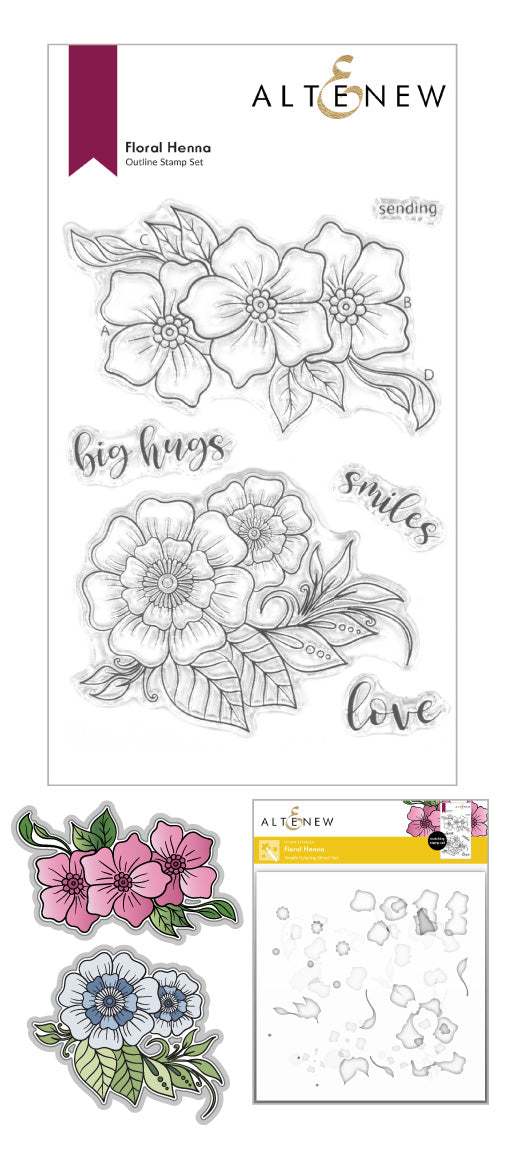 Stamp & Die & Stencil Bundle Floral Henna