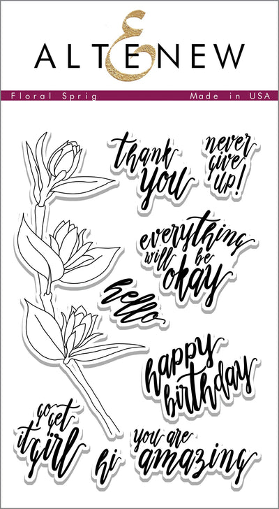 Stamp & Die & Stencil Bundle Floral Sprig