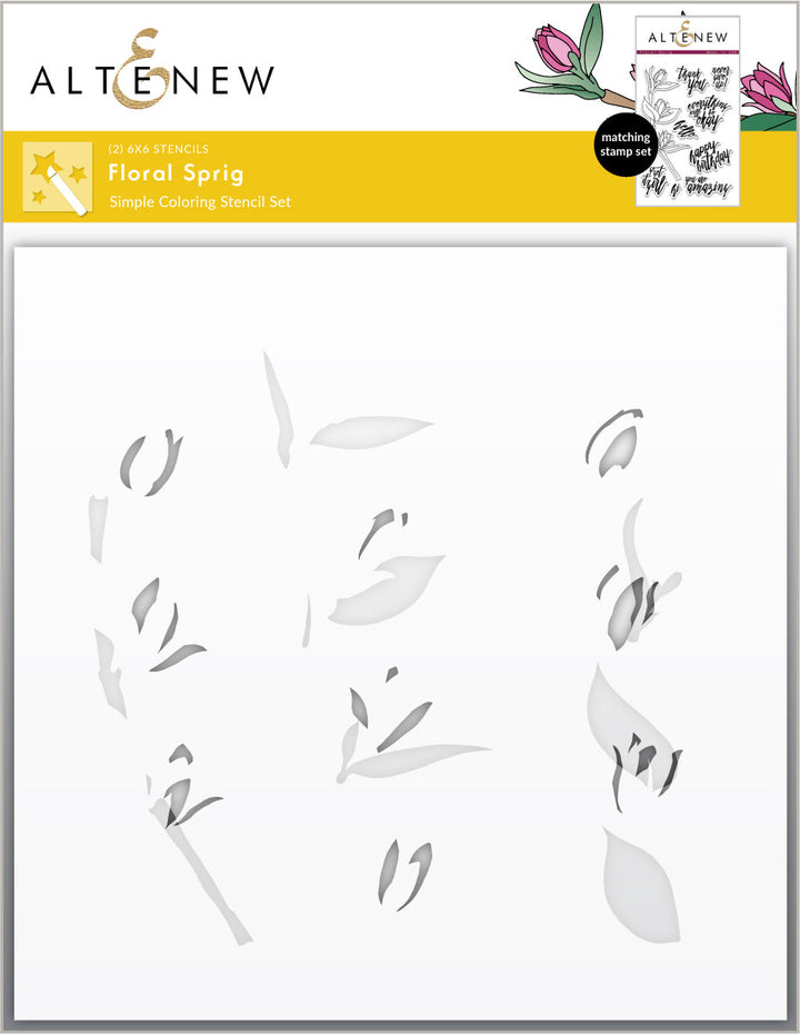 Stamp & Die & Stencil Bundle Floral Sprig