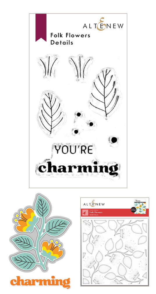 Stamp & Die & Stencil Bundle Folk Flowers