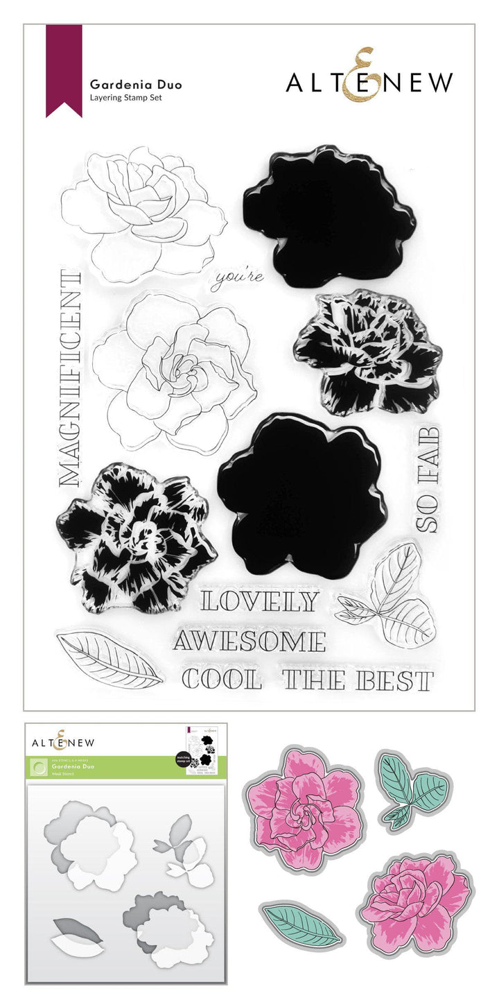 Stamp & Die & Stencil Bundle Gardenia Duo