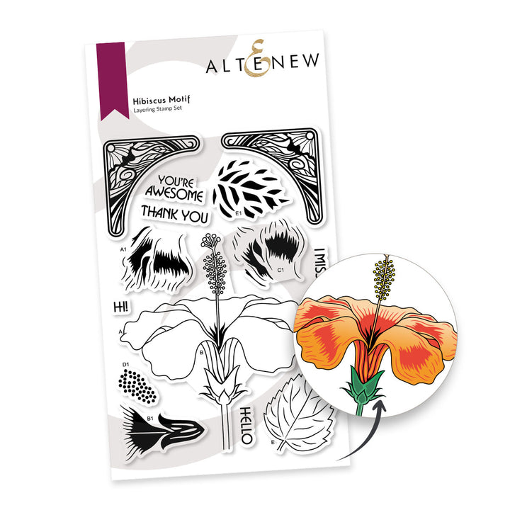 Stamp & Die & Stencil Bundle Hibiscus Motif