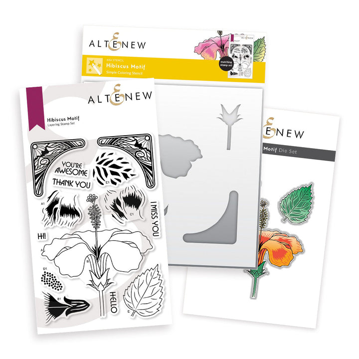 Stamp & Die & Stencil Bundle Hibiscus Motif