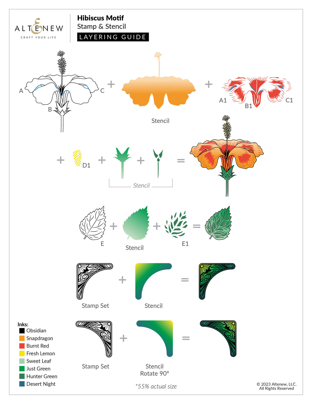 Stamp & Die & Stencil Bundle Hibiscus Motif