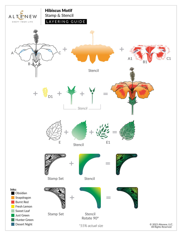 Stamp & Die & Stencil Bundle Hibiscus Motif