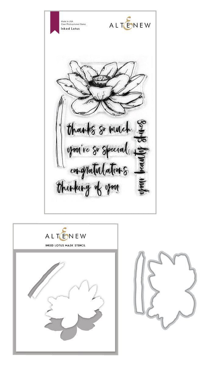 Stamp & Die & Stencil Bundle Inked Lotus