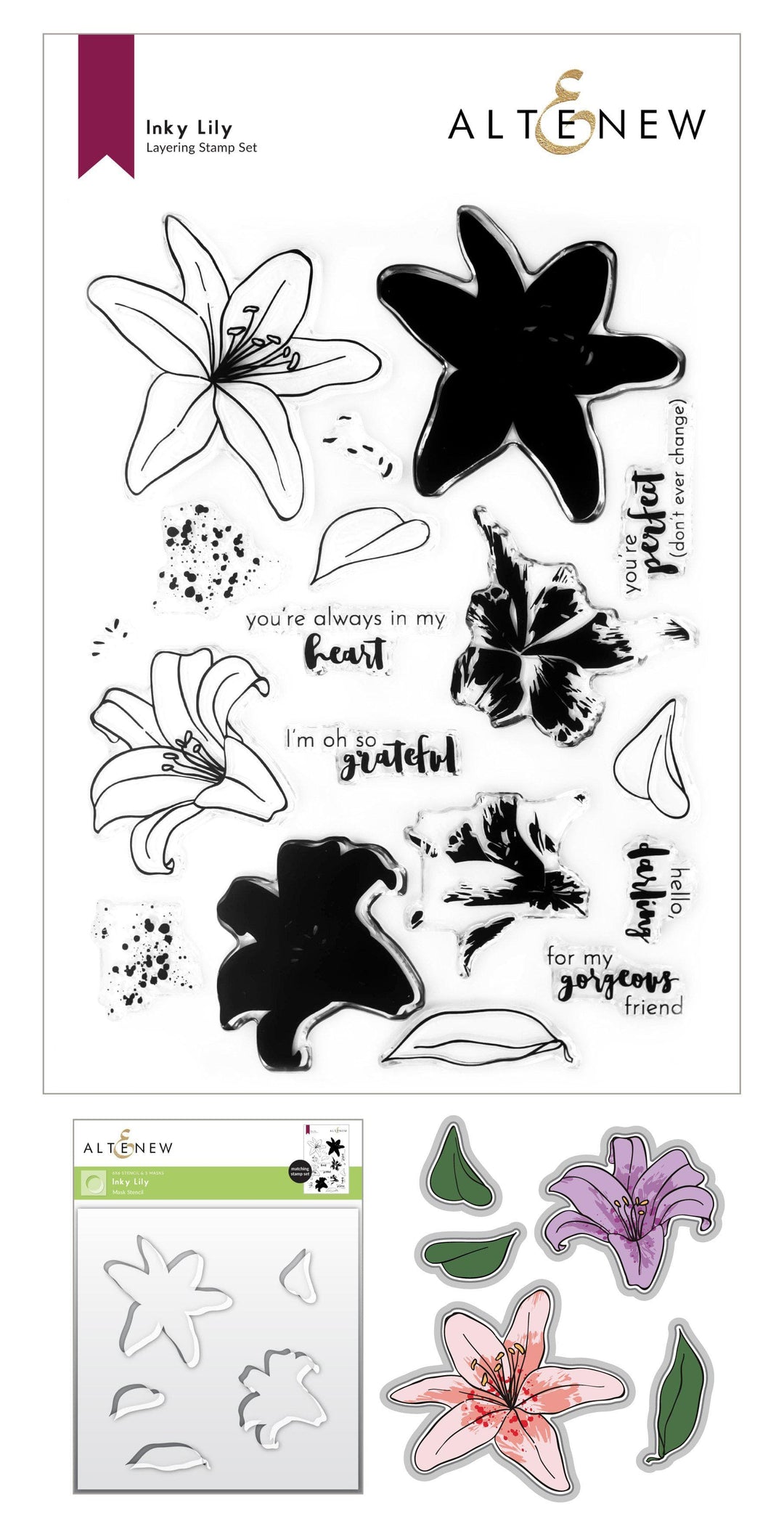 Stamp & Die & Stencil Bundle Inky Lily