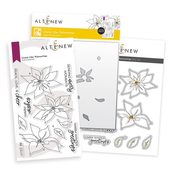 Stamp & Die & Stencil Bundle Linear Life Poinsettias