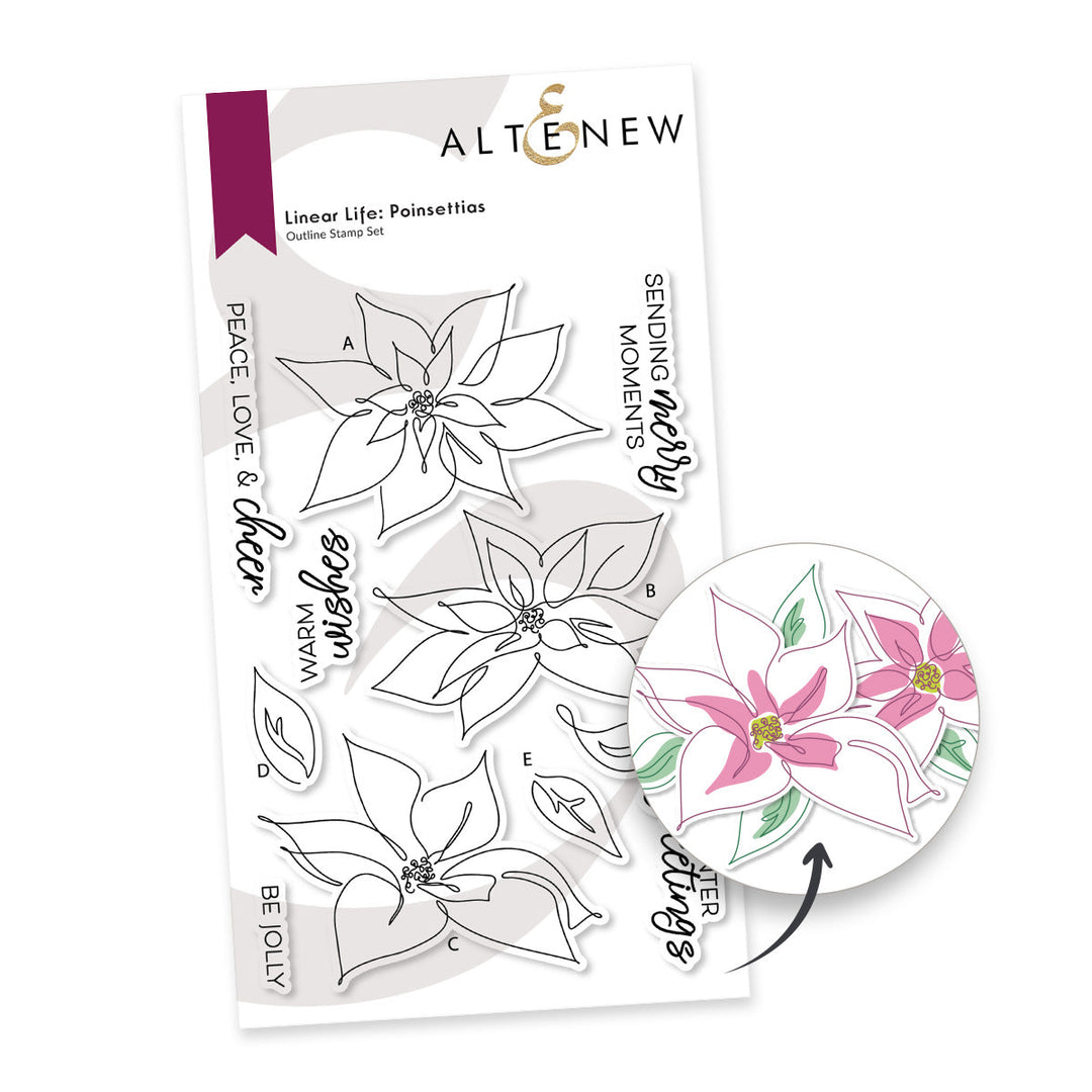 Stamp & Die & Stencil Bundle Linear Life Poinsettias