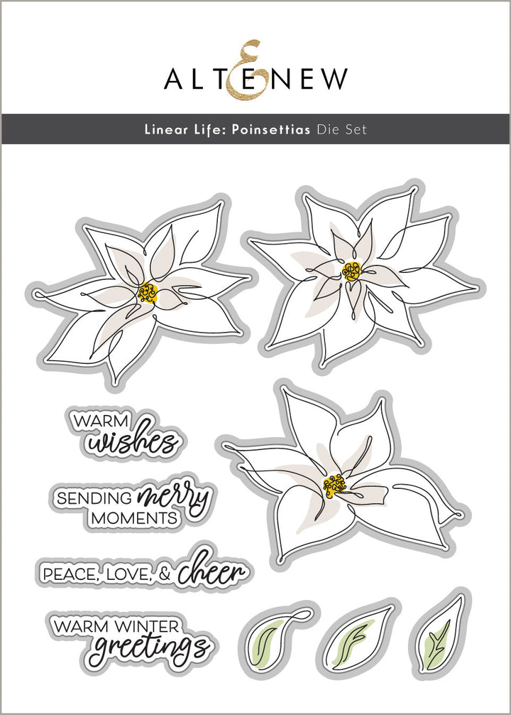 Stamp & Die & Stencil Bundle Linear Life Poinsettias