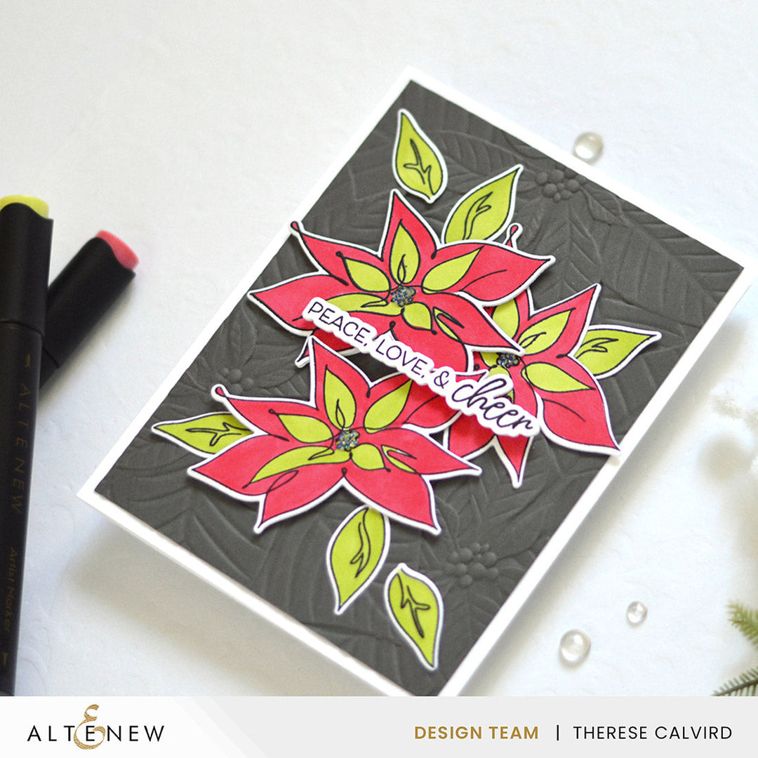 Stamp & Die & Stencil Bundle Linear Life Poinsettias