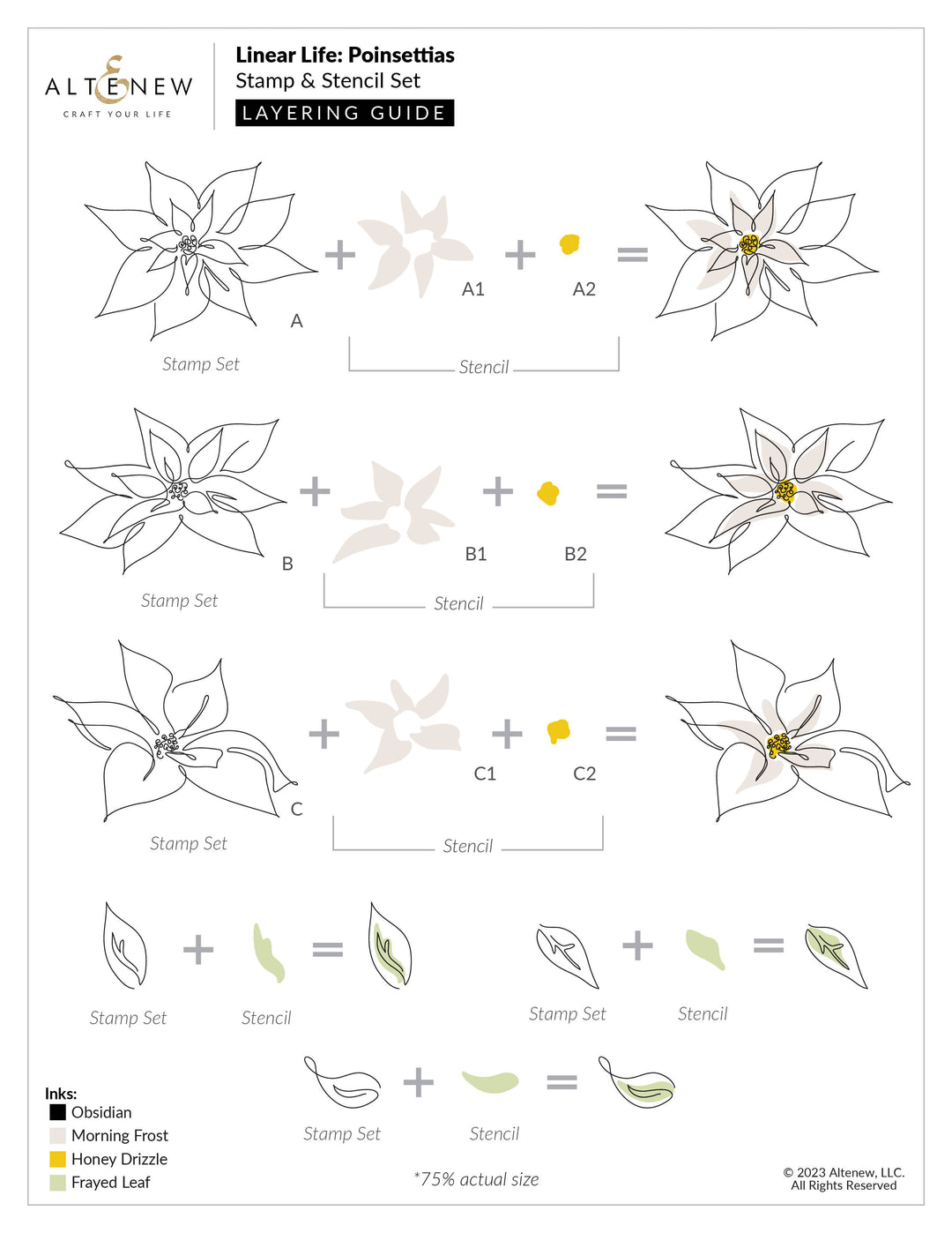 Stamp & Die & Stencil Bundle Linear Life Poinsettias