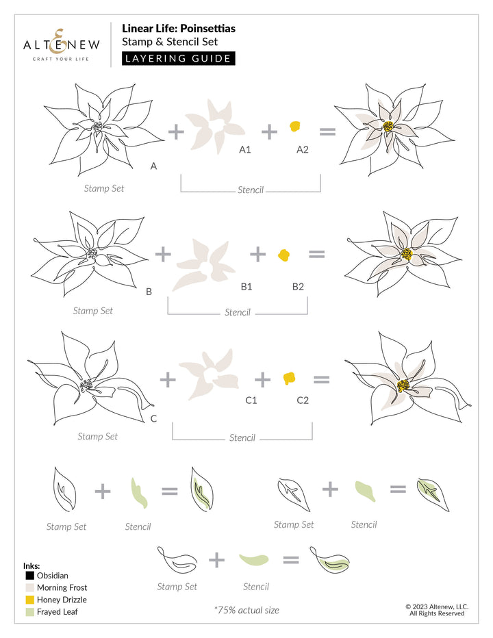 Stamp & Die & Stencil Bundle Linear Life Poinsettias