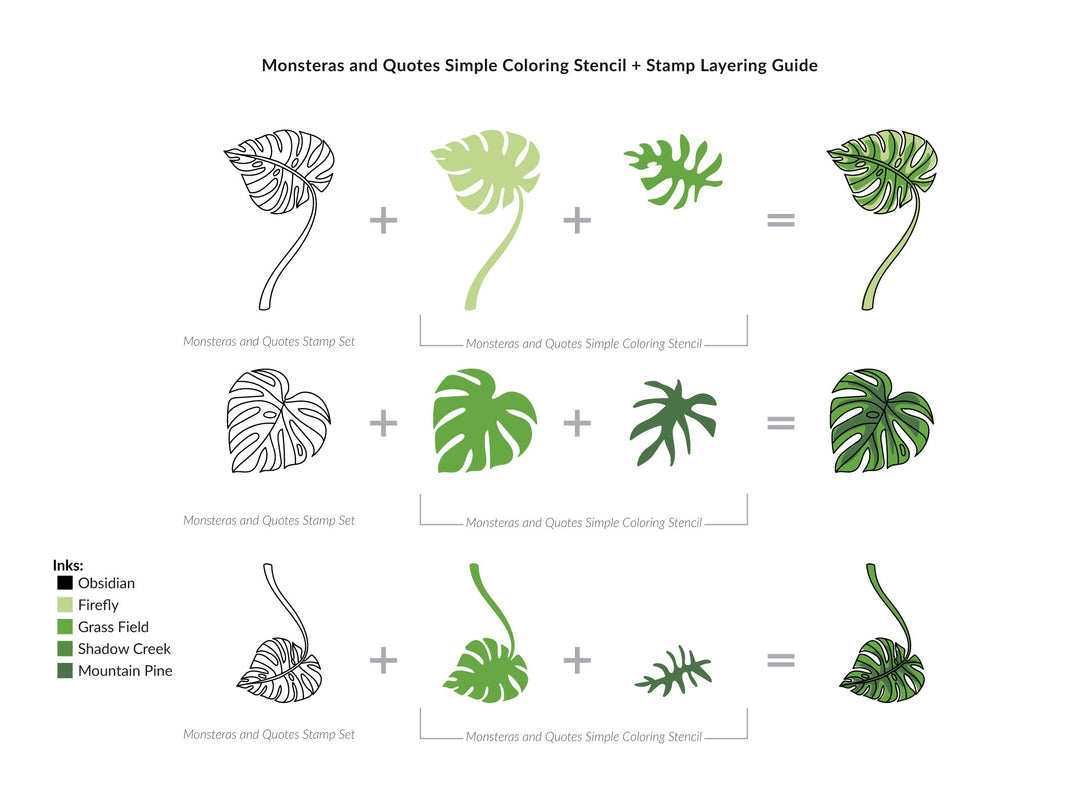 Stamp & Die & Stencil Bundle Monsteras And Quotes