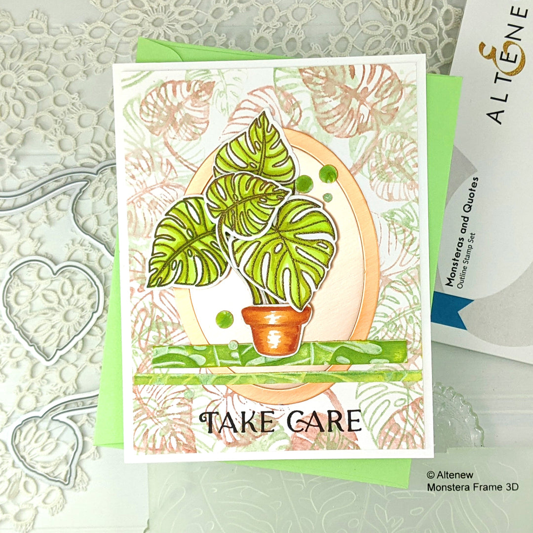 Stamp & Die & Stencil Bundle Monsteras And Quotes