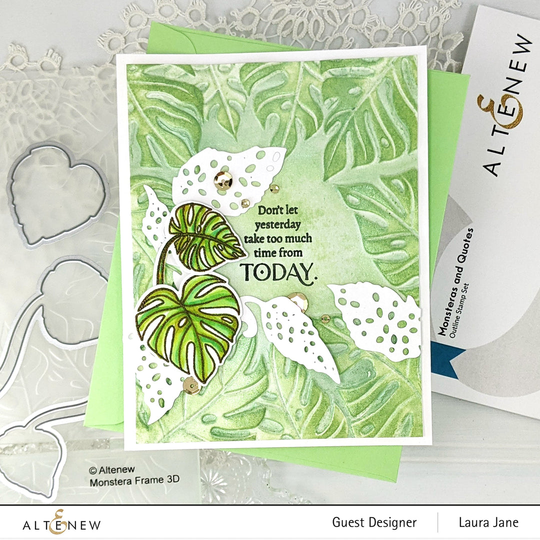 Stamp & Die & Stencil Bundle Monsteras And Quotes