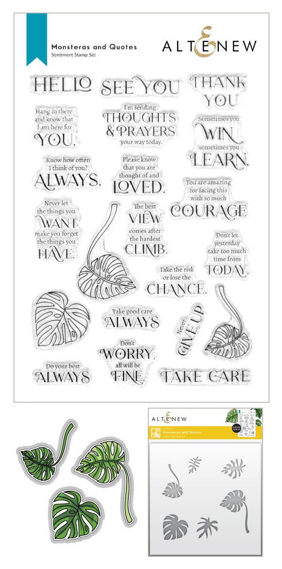 Stamp & Die & Stencil Bundle Monsteras And Quotes