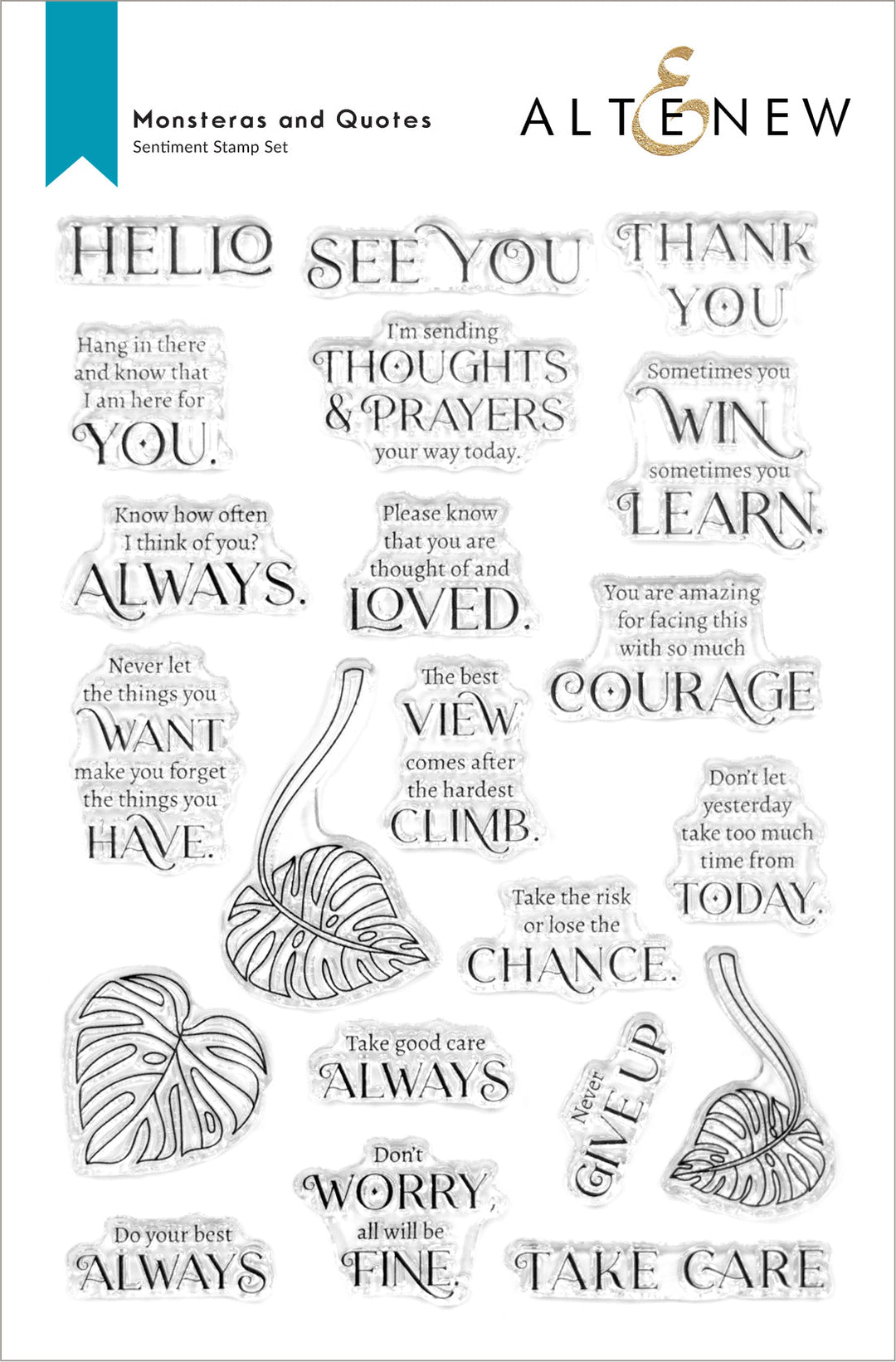 Stamp & Die & Stencil Bundle Monsteras And Quotes