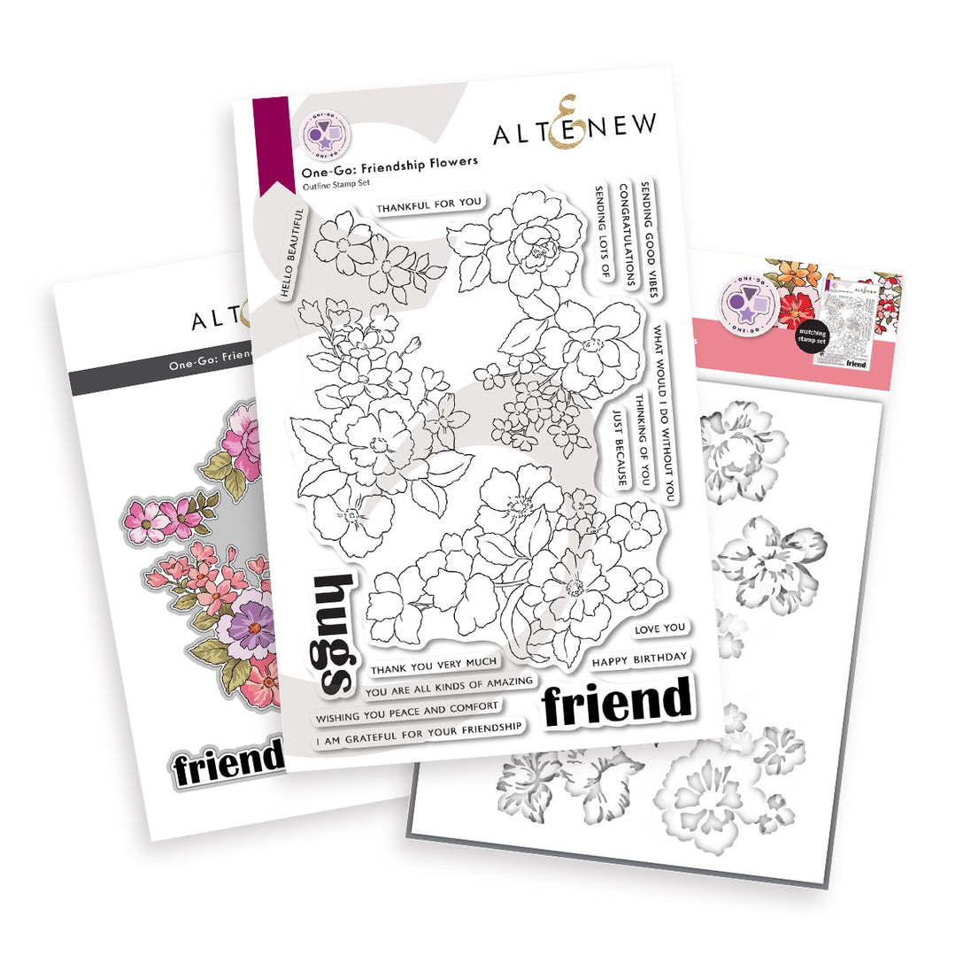 Stamp & Die & Stencil Bundle One-Go: Friendship Flowers