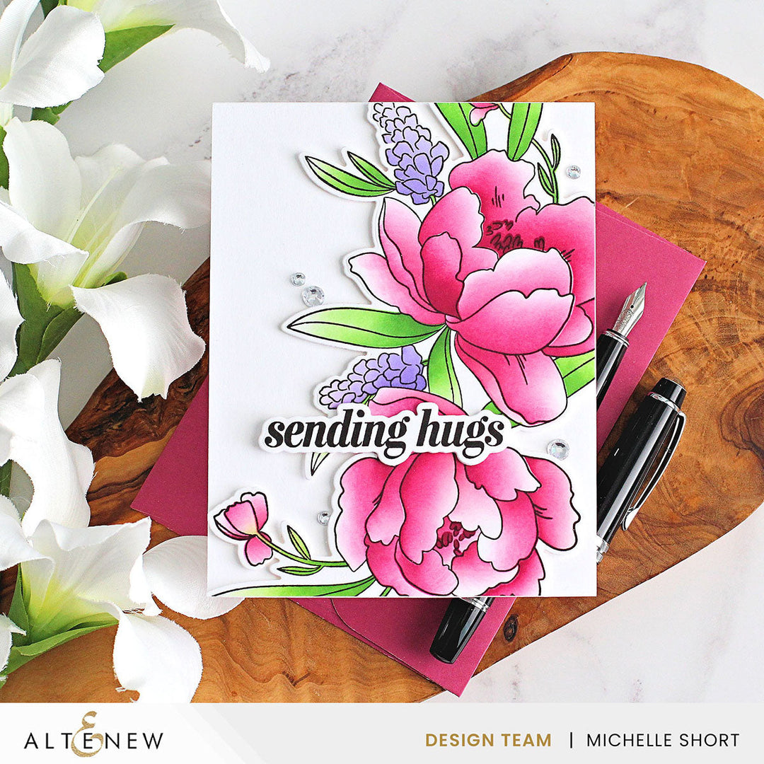 Stamp & Die & Stencil Bundle Peony & Lilac Swag