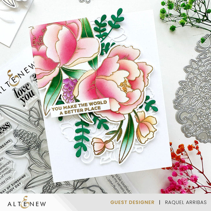 Stamp & Die & Stencil Bundle Peony & Lilac Swag